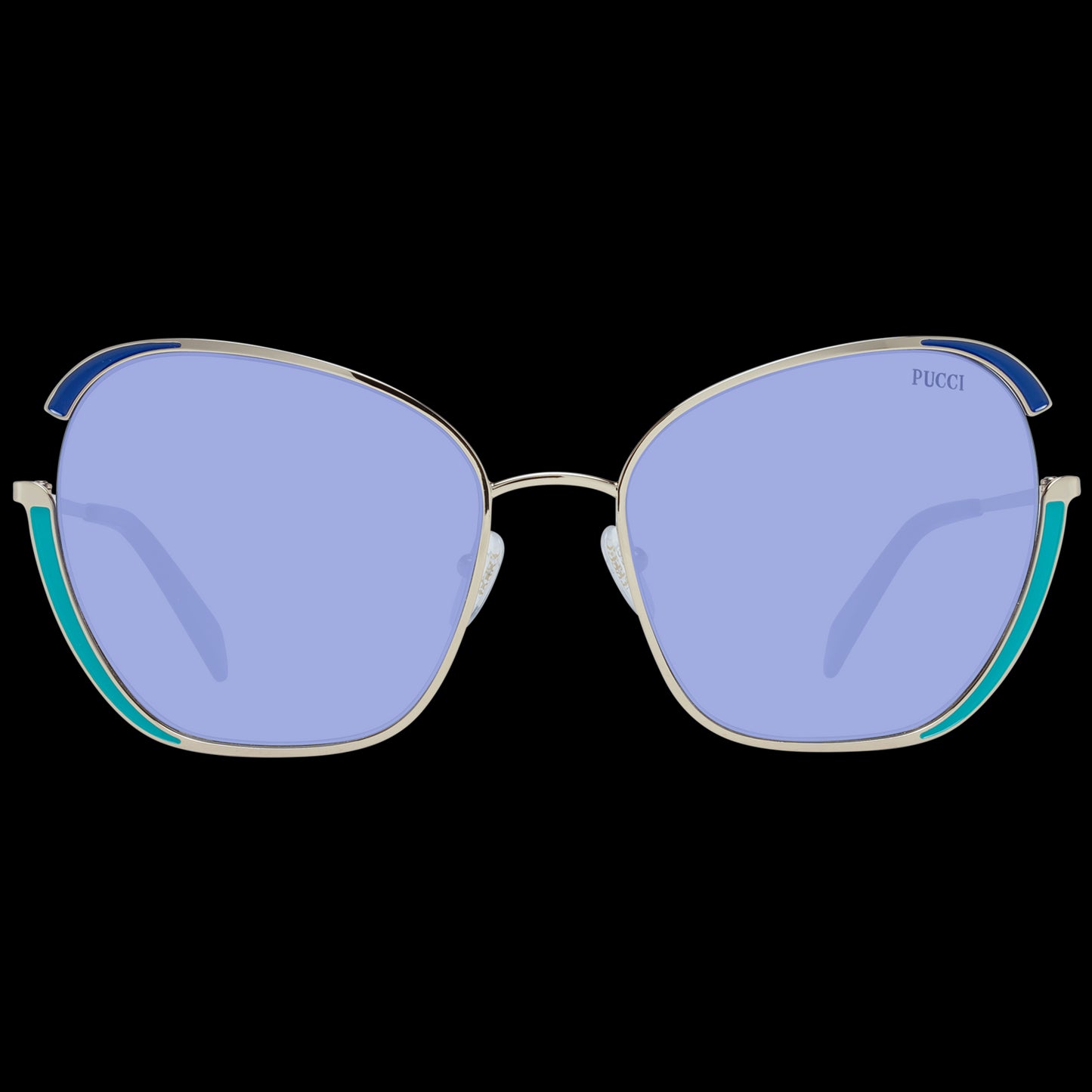 Elegant ladies' sunglasses PUCCI MOD. EP0131 5828W with blue lenses and a stylish design.