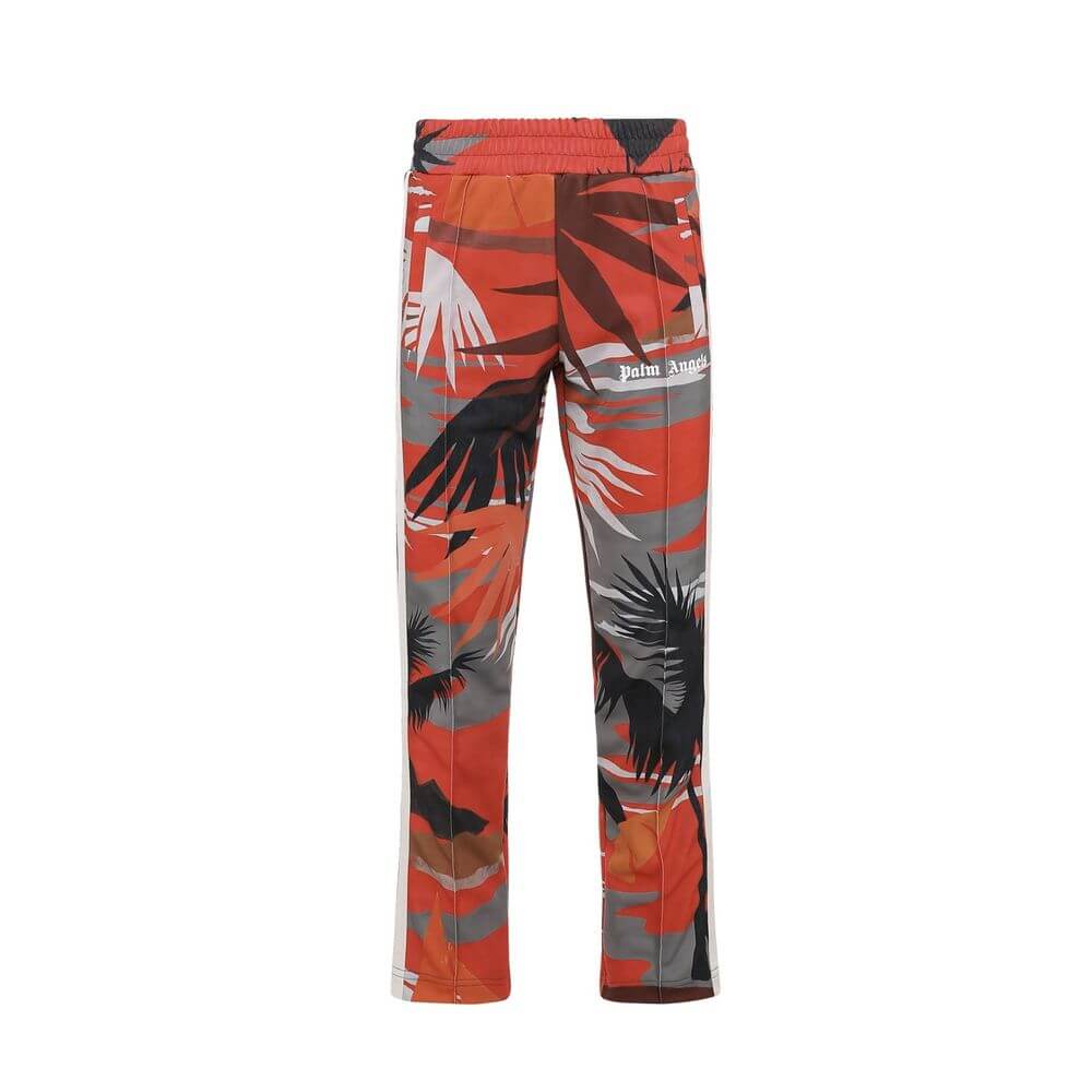 Palm Angels Red Polyester Joggers (Workout Pants) with elasticated waist and side pockets, made in Italy.