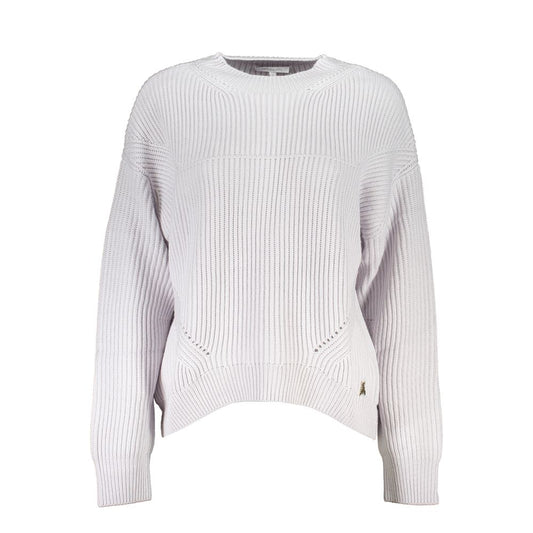 Patrizia Pepe Gray Fabric Sweater with long sleeves, turtleneck, contrast details, and logo
