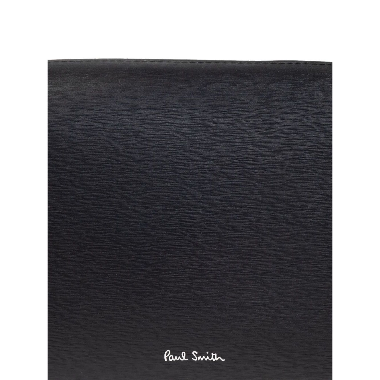 Paul Smith Leather washbag with branded logo, black zip closure, internal pocket, and carry handle. Dimensions: Width 23.5 cm, Depth 14.5 cm.