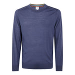 Paul Smith Sweaters Clear Blue petrol merino wool crewneck, long sleeves, ribbed cuffs and hem, elegant and stylish design