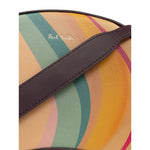 Paul Smith Swirl leather crossbody bag with brown detachable strap, showing logo print and swirl design, close-up view.