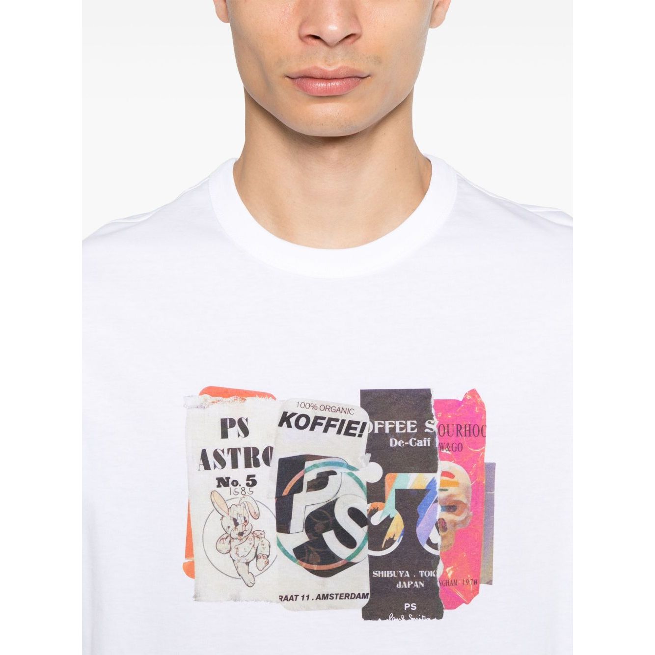 Paul Smith T-shirts and Polos White crew neck cotton t-shirt with graphic print, short sleeves, true to size fit.