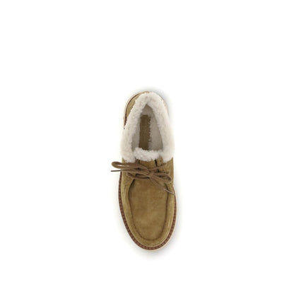 Top view of Pedro García Beige Leather Oxfords And Derbies with shearling lining and lace-up closure, ideal for cold seasons.