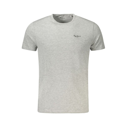 Pepe Jeans Brown Cotton Men T-Shirt with bold print and iconic logo, slim-fit crew neck, sustainable cotton blend, modern fashion.
