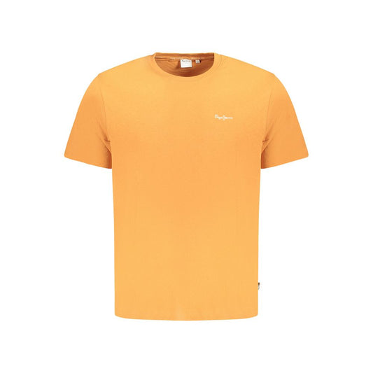 Pepe Jeans Orange Cotton T-Shirt, short sleeve, crew neck, with logo embroidery, made from 100% sustainable cotton.