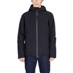 Peuterey Black Polyamide Jackets & Coat - Men's waterproof hooded jacket with zip closure and side pockets.