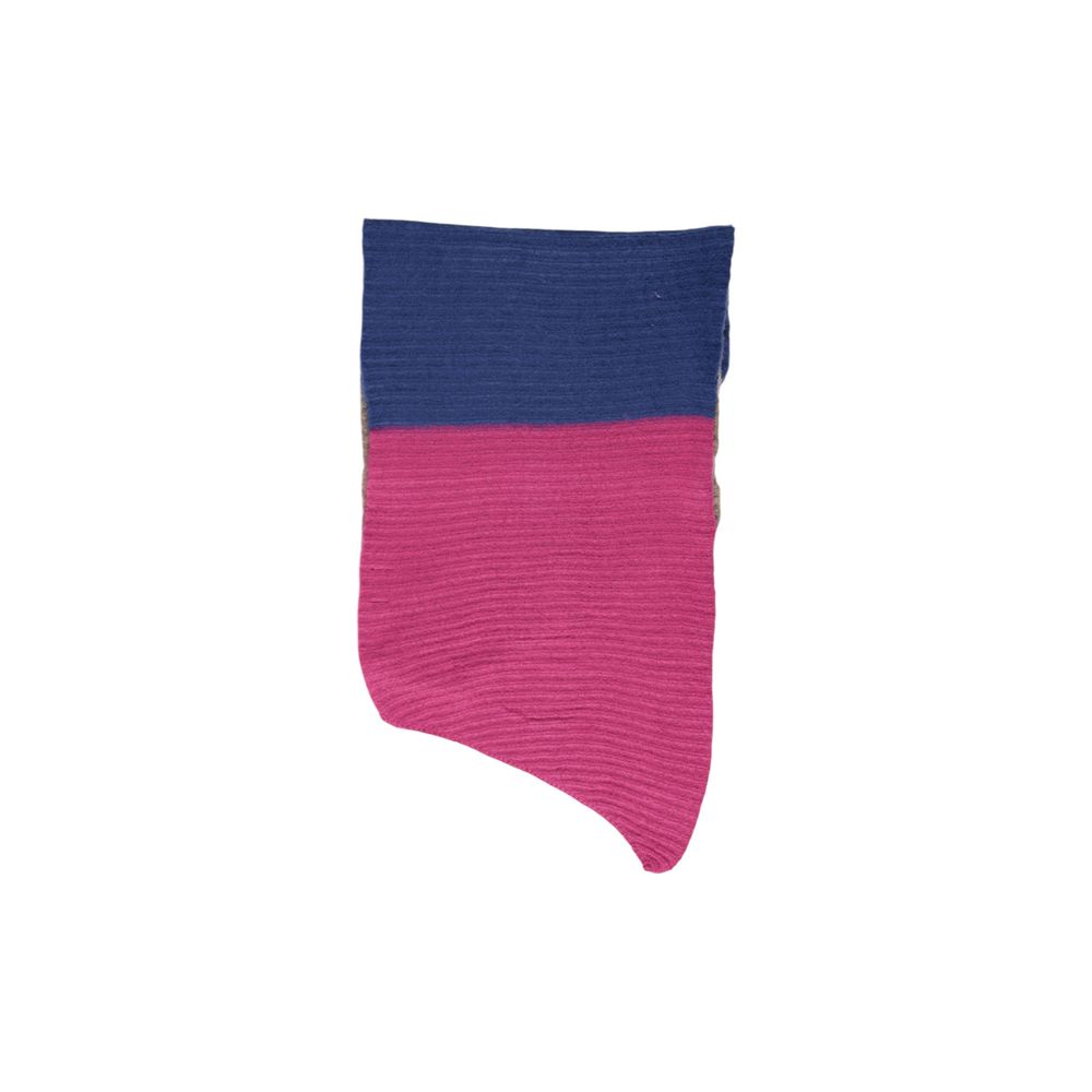 Pieces Blue Recycled Polyester Scarf showing blue and pink block design, made from eco-friendly materials for stylish sustainability.