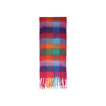 Pieces Orange Recycled Polyester Scarf with colorful fringed design.