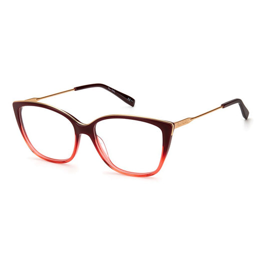 Pierre Cardin Bicolor Acetate Frames in SHD Burgu, women's glasses with 55/15/140 mm dimensions, featuring stylish red and brown design.