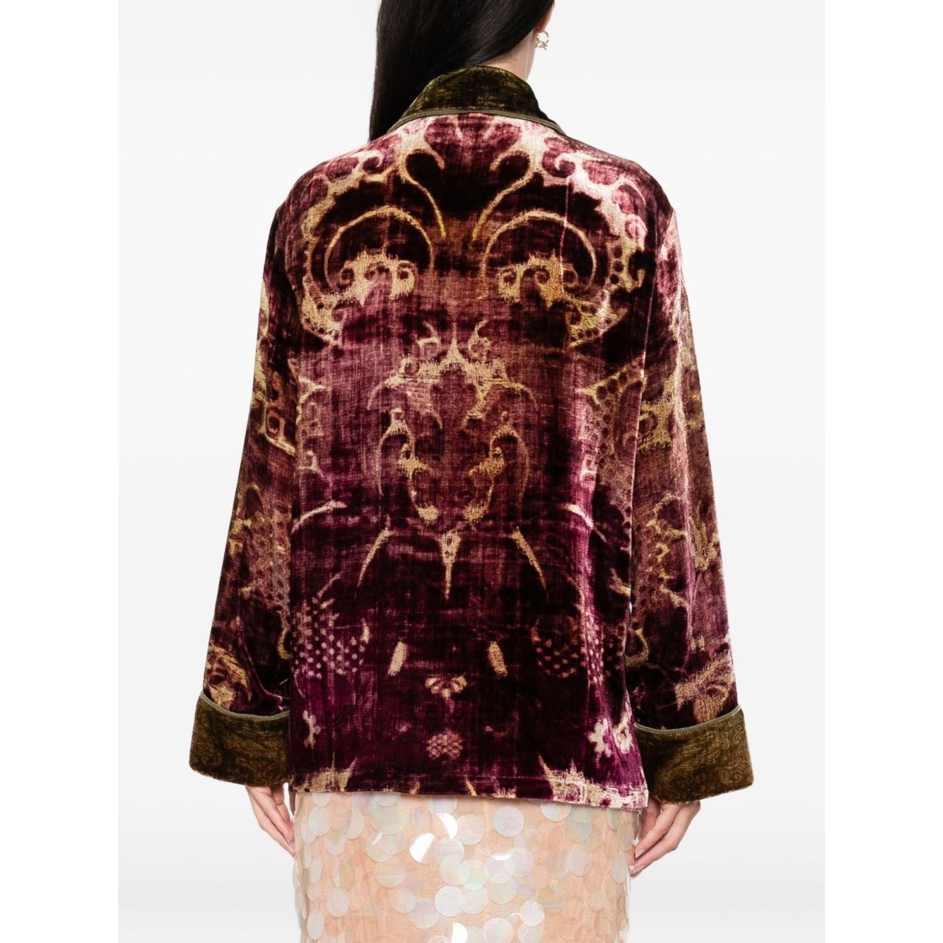 Back view of Pierre Louis Mascia Jackets Bordeaux in burgundy with double-breasted design and patch pockets, elegant style