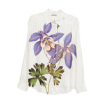 Pierre Louis Mascia Shirts White, silk floral print shirt with long sleeves, white background