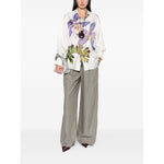 Pierre Louis Mascia Shirts White with floral print, long sleeves, button fastening, and silk material.