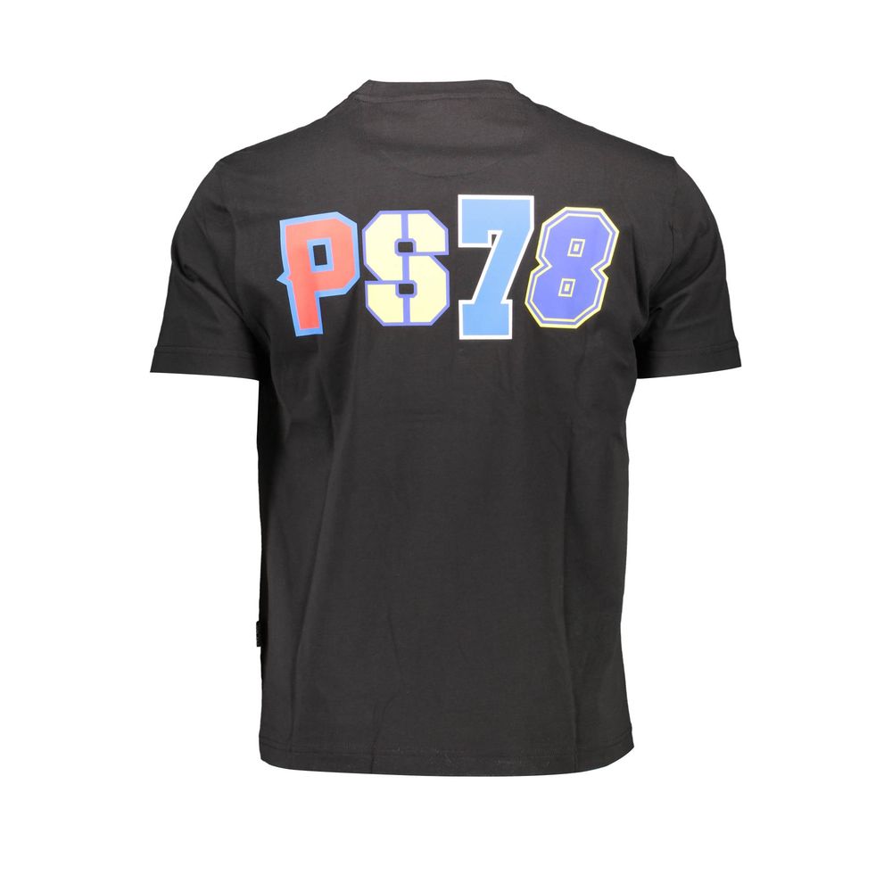 Back view of Plein Sport Black Cotton Men T-Shirt with bold PS78 print