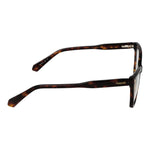 Side view of Polaroid Brown Women Glasses Frame in eco acetate with brown full-rim cat eye design, featuring spring hinge for comfort.