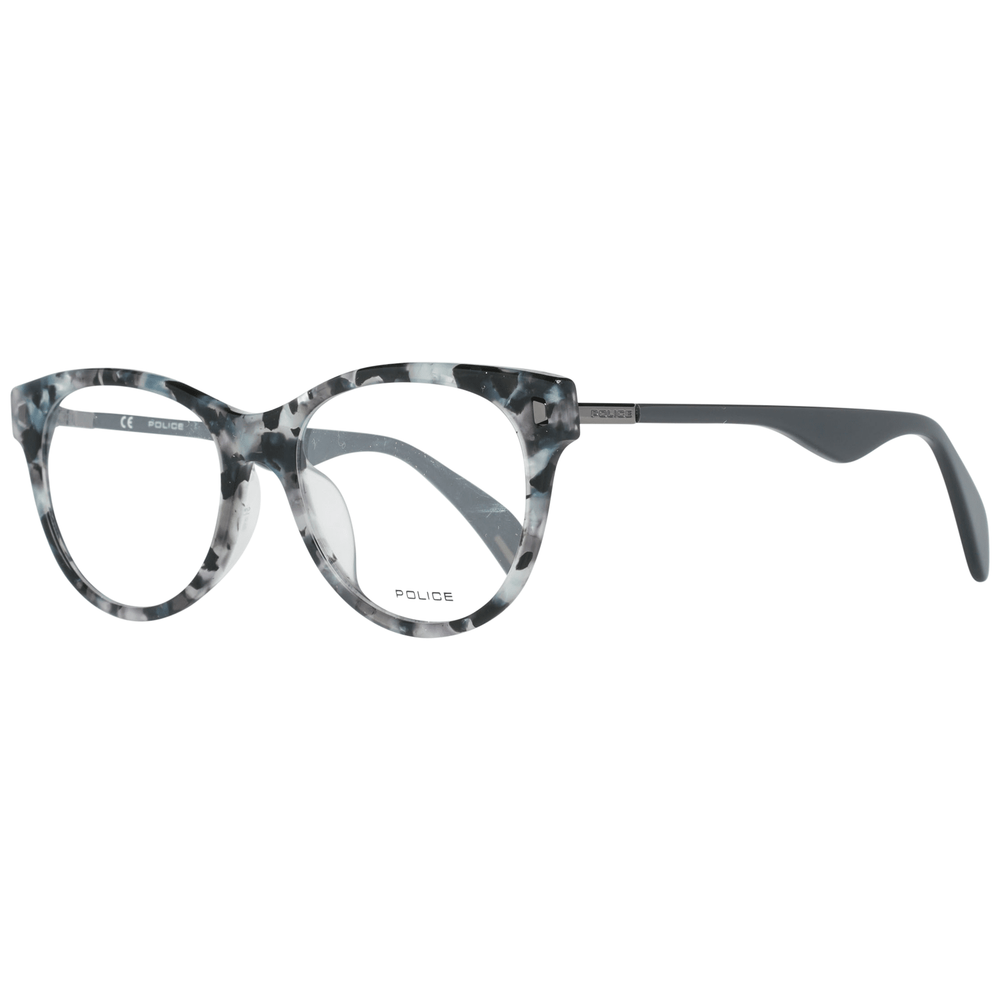 Police Elegant Grey Full-Rim Women's Eyeglasses with chic design, durable plastic frame, and comfortable spring hinges.