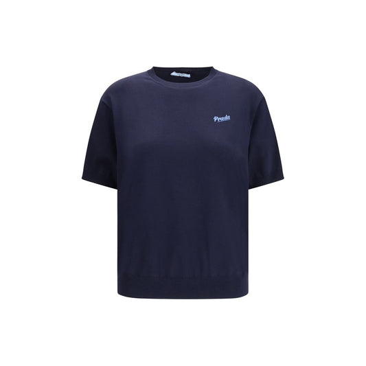 Prada Blue Silk Sweatshirt 1728,72470364320,Blue,Clothing,IT38 | S,IT40 | M,New with tags,Prada,Sweaters - Clothing,Sweatshirts - Sweaters - Clothing,Women