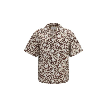Prada Brown Cotton Pattern Shirt 1728,72470364320,Brown,Clothing,Men,New with tags,Pattern - Shirts - Clothing,Prada,Shirts - Clothing,XL