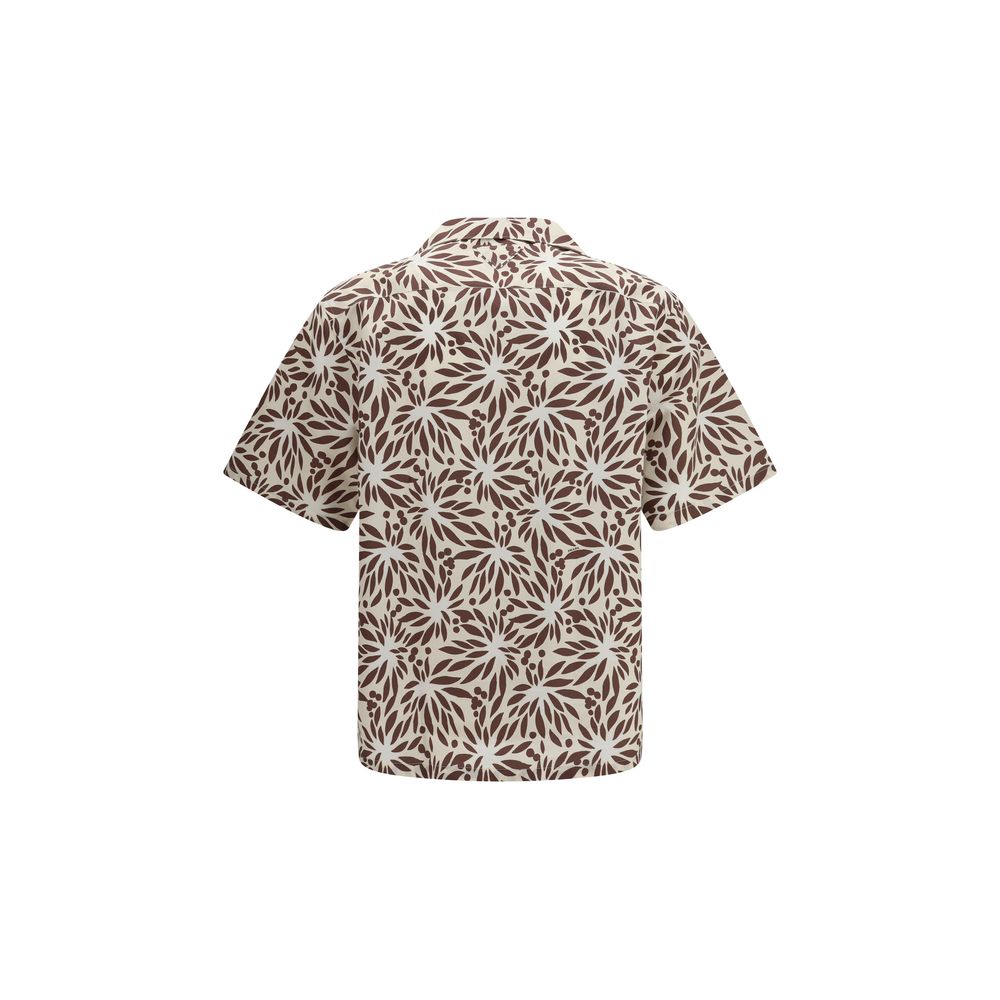 Prada Brown Cotton Pattern Shirt 1728,72470364320,Brown,Clothing,Men,New with tags,Pattern - Shirts - Clothing,Prada,Shirts - Clothing,XL