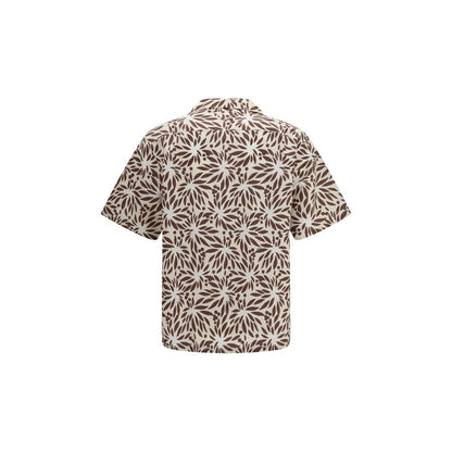 Prada Brown Cotton Pattern Shirt 1728,72470364320,Brown,Clothing,Men,New with tags,Pattern - Shirts - Clothing,Prada,Shirts - Clothing,XL