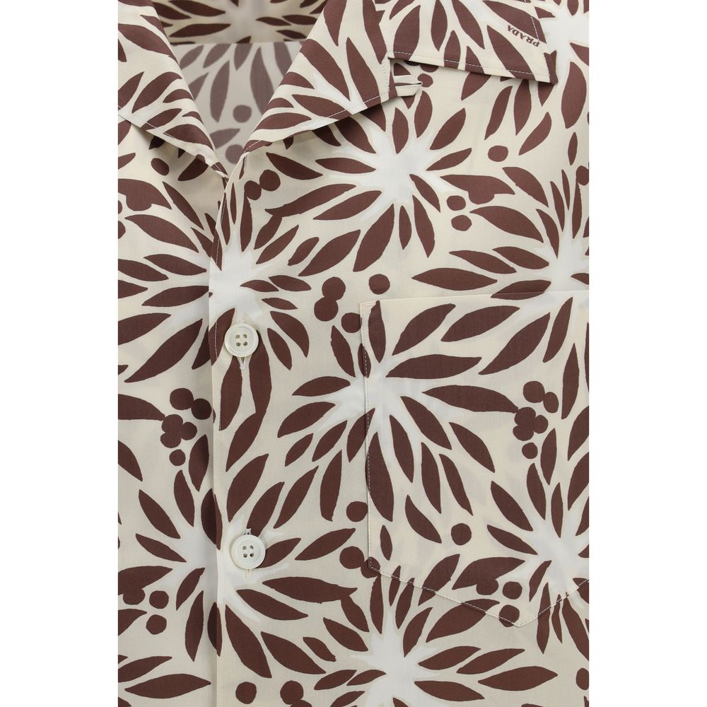 Prada Brown Cotton Pattern Shirt 1728,72470364320,Brown,Clothing,Men,New with tags,Pattern - Shirts - Clothing,Prada,Shirts - Clothing,XL