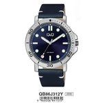 Q&Q FASHION Mod. QB86J312Y wristwatch with 42mm metal case, leather strap, quartz movement, and water resistance of 5 ATM.