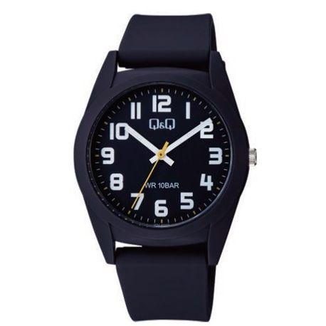 Q&Q FASHION Mod. V13AJ004Y unisex wristwatch with plastic case and strap, water resistant 10 ATM, quartz movement, official box packaging.