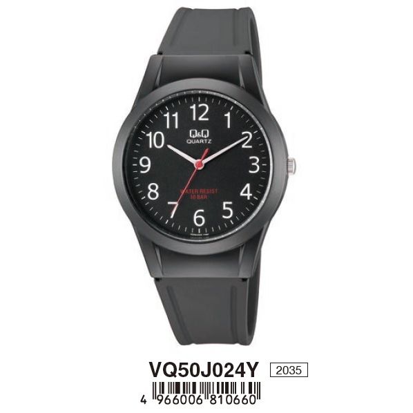 Q&Q FASHION Mod. VQ50J024Y wristwatch, 10 ATM water resistant, 37mm resin case, quartz movement, rubber strap, mineral dial, official packaging