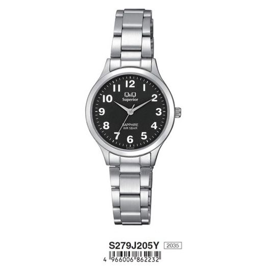 Q&Q SUPERIOR Mod. S279J205Y ladies wristwatch, 5 ATM water resistant, stainless steel bracelet, quartz movement, sapphire dial