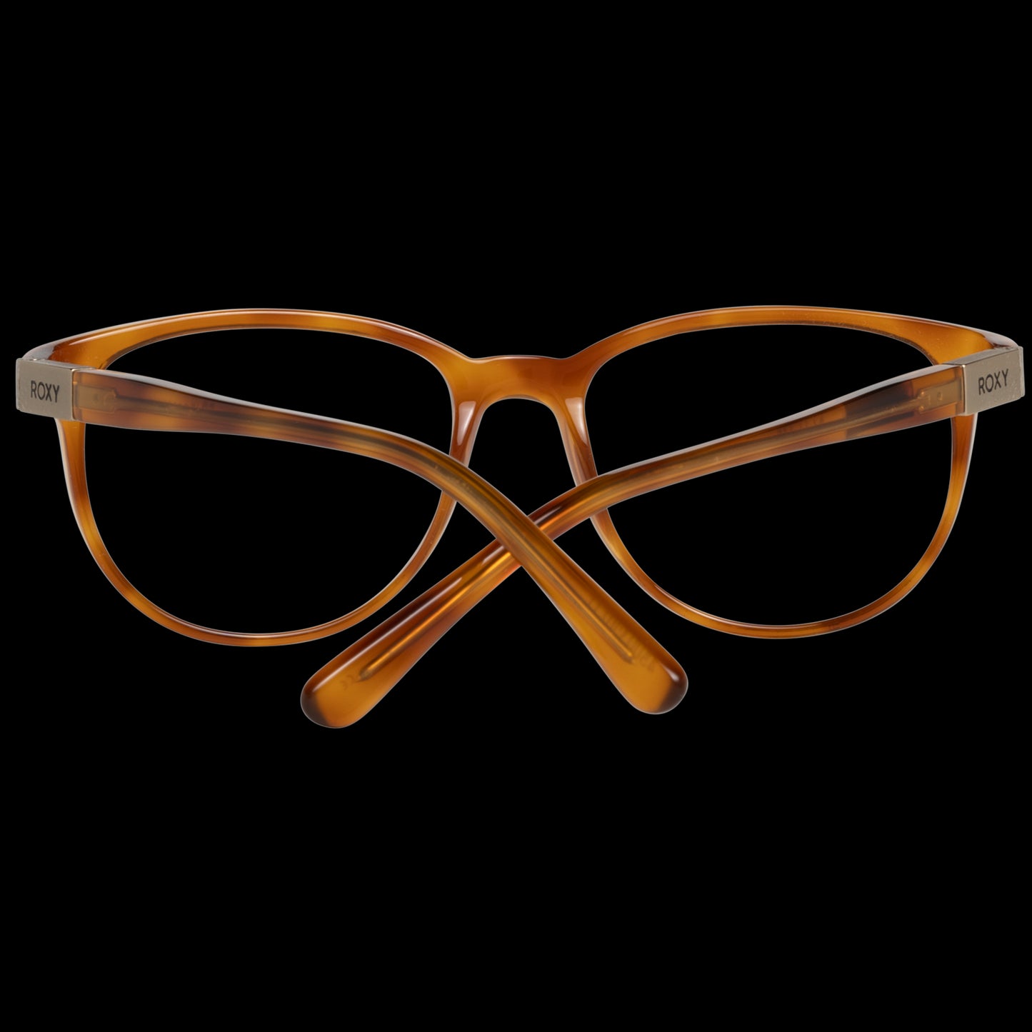Front view of amber brown eyeglasses, model ROXY MOD. ERJEG03031 52ABRN for ladies. Stylish and trendy eyewear design.