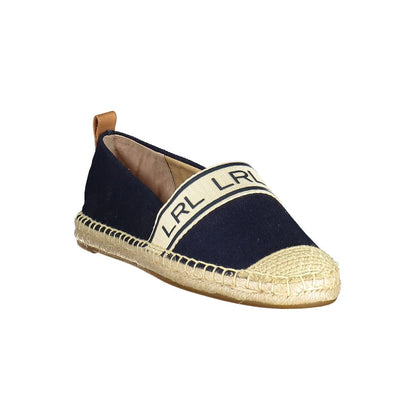 Ralph Lauren Blue Polyester Women Flat Shoe with logo and contrasting details, showcasing elegant and timeless style for fashion-forward women.