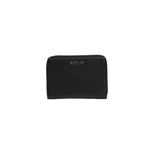 Replay Black Polyester Wallet, women's fall/winter collection accessory made of 100% polyester, sleek design for modern style.