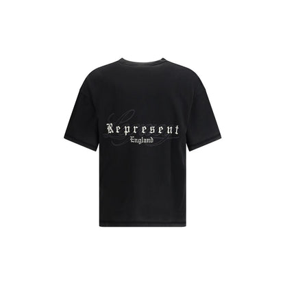 Represent Black Cotton T-Shirt with embroidery on back
