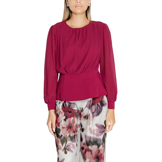 Rinascimento Bordeaux Polyester Blouse, women's fall/winter red top, 100% polyester, long sleeves, elegant fashion for casual and formal wear