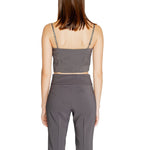 Back view of Rinascimento Gray Polyester Top for women, fall/winter collection, 90% polyester and 10% elastane blend.