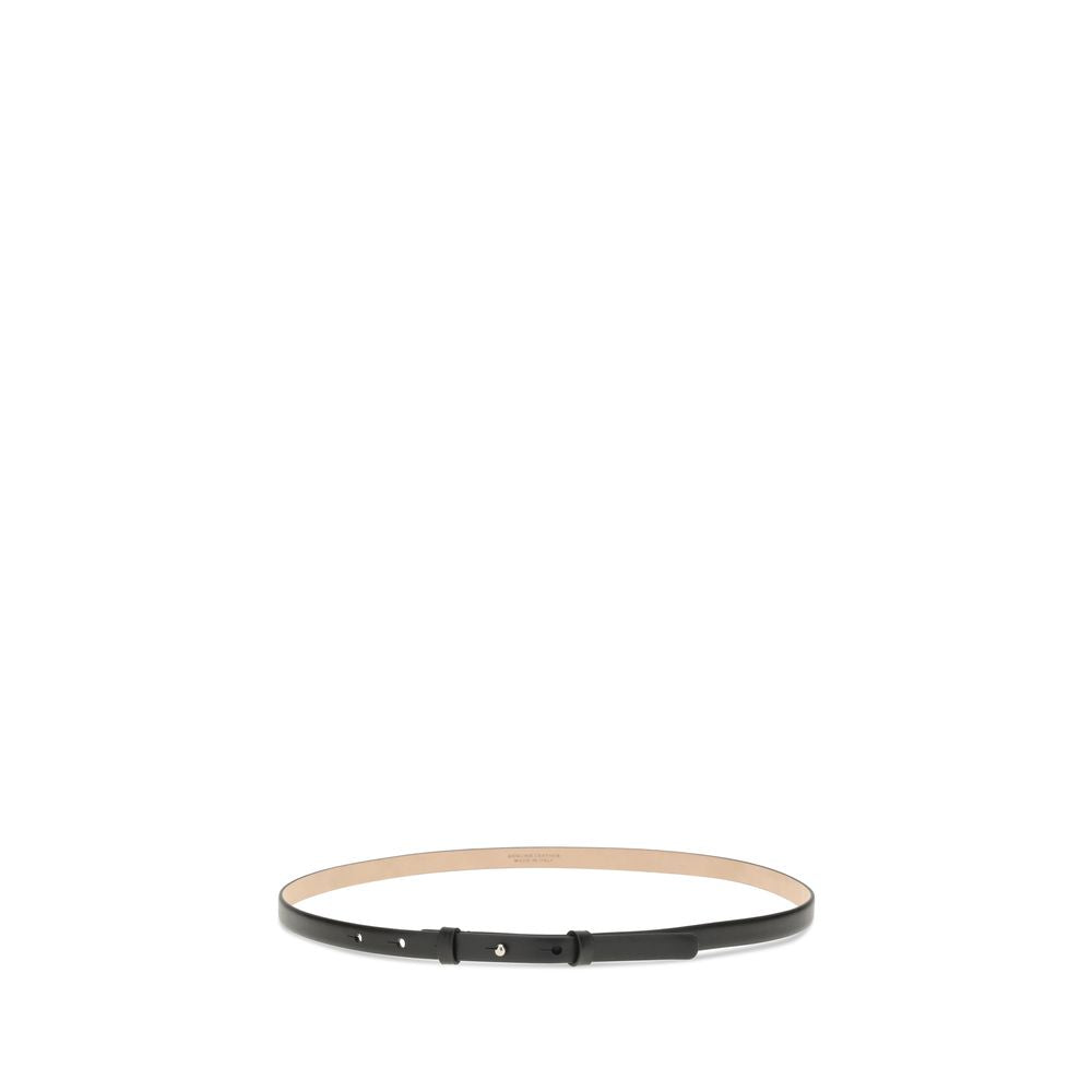 SA SU PHI Black Leather Thin Belt - elegant slim 1.5 cm belt for casual and formal wear, crafted from high-quality leather.