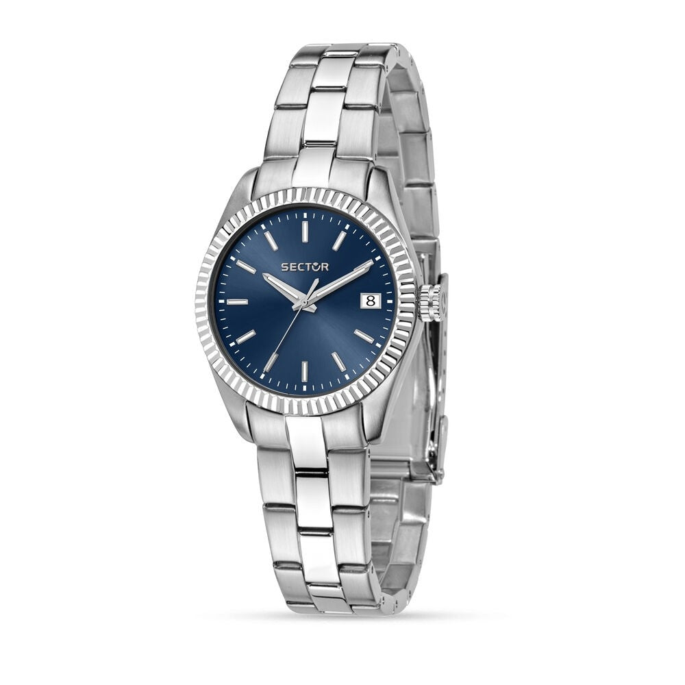SECTOR Mod. 240 lady's wristwatch with stainless steel case and bracelet, quartz movement, and water resistance, featuring date function.