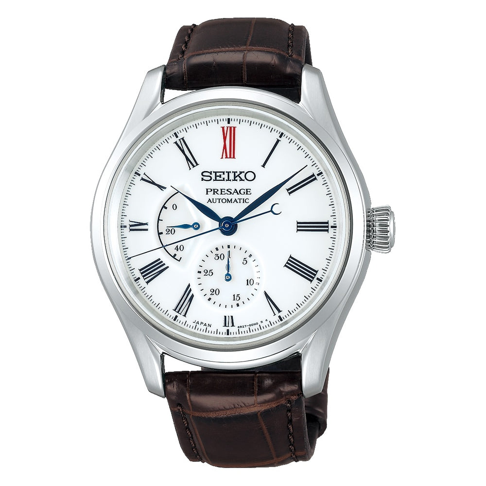 SEIKO PRESAGE Mod. ARITA AUTOMATIC luxury men's watch with leather strap and Roman numeral dial