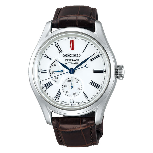 SEIKO PRESAGE Mod. ARITA AUTOMATIC luxury men's watch with leather strap and Roman numeral dial