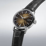 SEIKO PRESAGE Mod. COCKTAIL AUTOMATIC - RUSTY NAIL wristwatch, stainless steel case, leather strap, 40.5mm, GMT and date functions