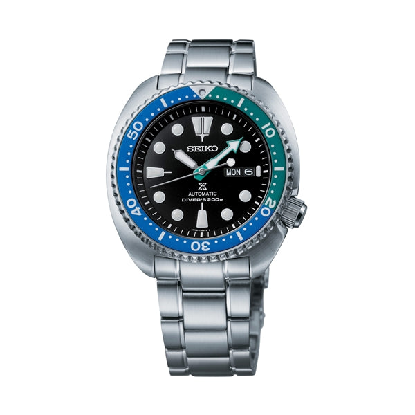 SEIKO PROSPEX Mod. TURTLE TROPICAL LAGOON Automatic Diver's 200 watch with blue and green bezel on stainless steel bracelet