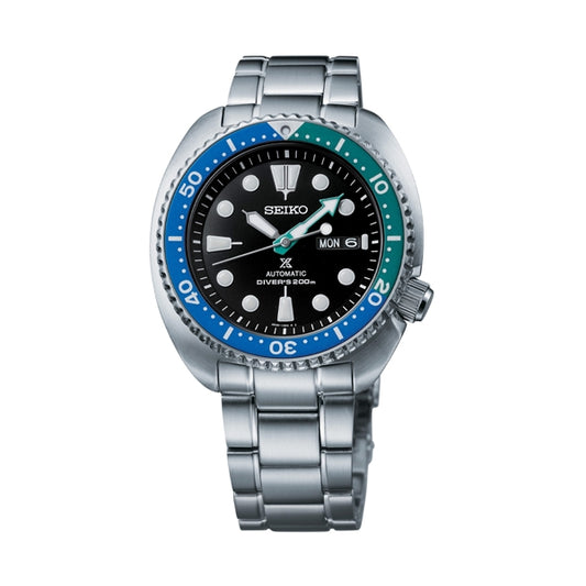 SEIKO PROSPEX Mod. TURTLE TROPICAL LAGOON Automatic Diver's 200 watch with blue and green bezel on stainless steel bracelet