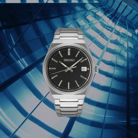 SEIKO WATCHES Mod. SUR557P1 wristwatch with stainless steel case, SS bracelet, sapphire dial, and quartz movement; water resistant 10 ATM.