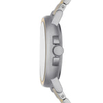 Side view of SKAGEN DENMARK Mod. SIGNATUR SPORT wristwatch with stainless steel case and SS bracelet. Water resistant 5 ATM, quartz movement.