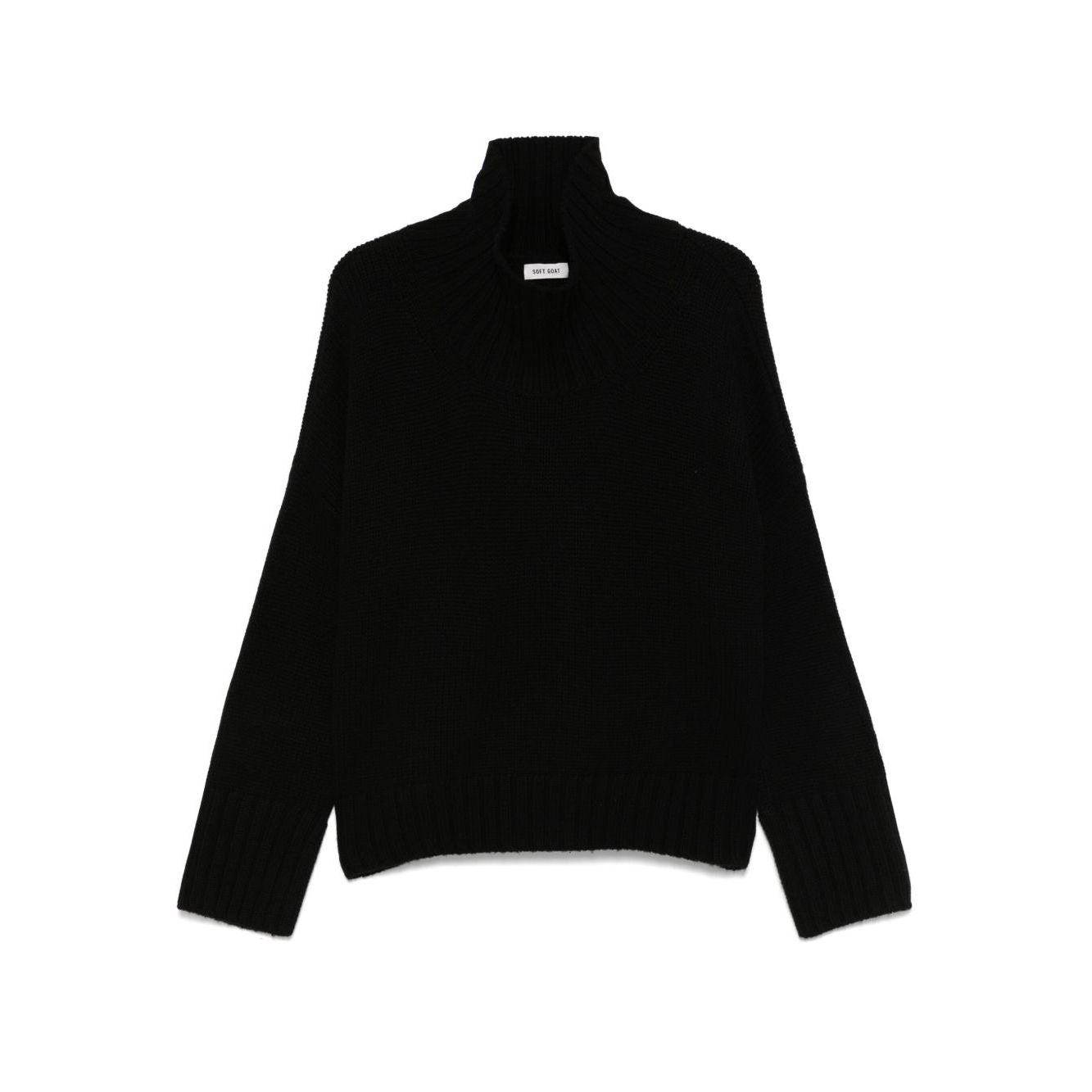 SOFT GOAT Sweaters Black cashmere turtle-neck jumper with ribbed trim and long sleeves.