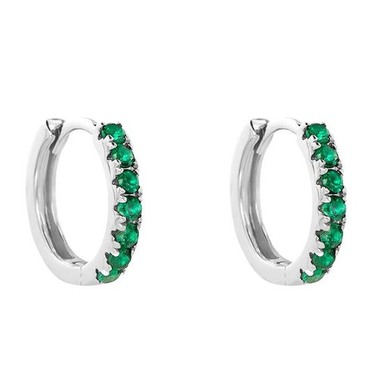 STROILI Mod. 1682430 earrings with green gemstones, silver hoop design. Elegant jewelry from Stroili Jewels.