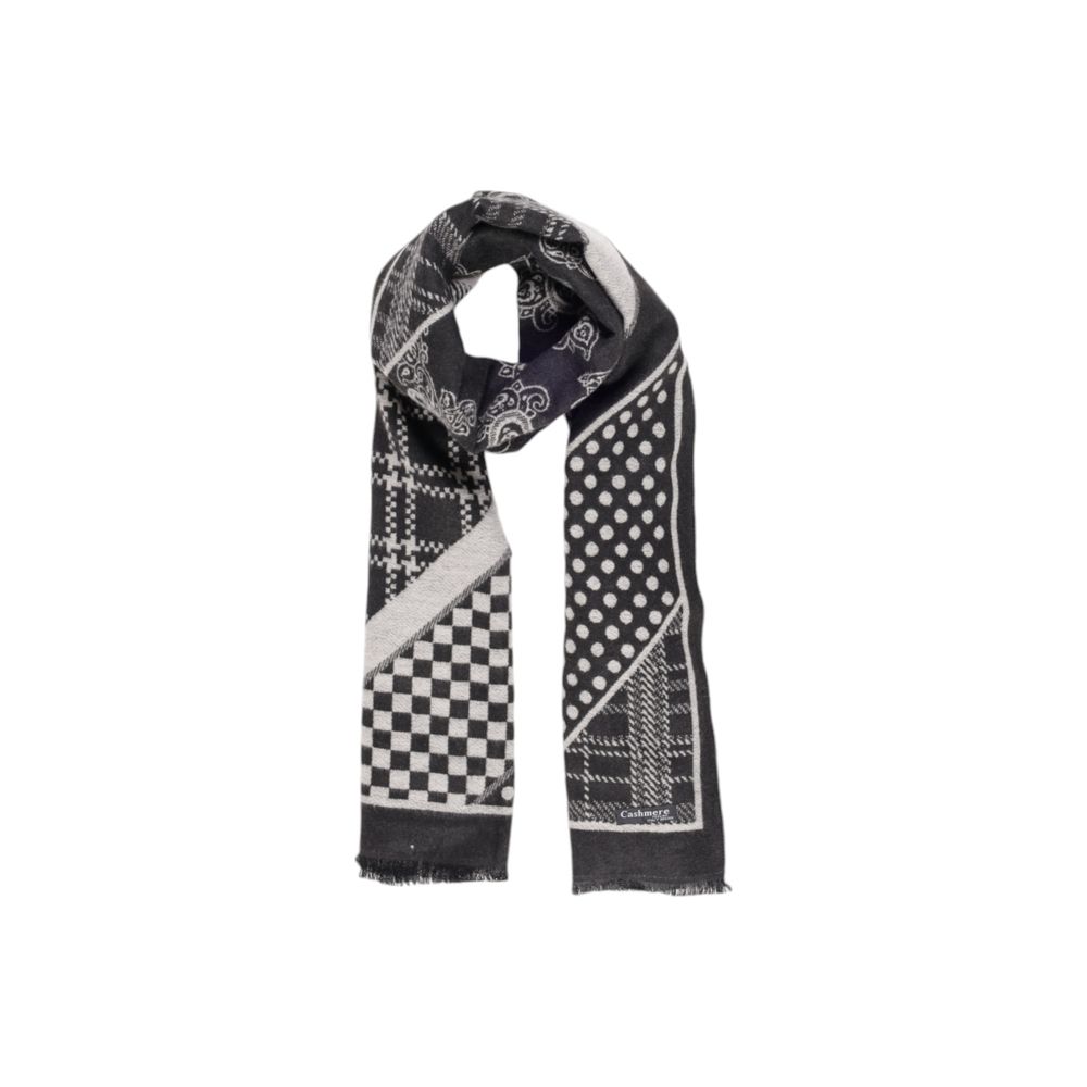 Sandro Ferrone Black Viscose Scarf for women, fall/winter collection, 70% viscose and 30% polyester composition, stylish pattern.