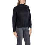 Sandro Ferrone Black Viscose Turtleneck sweater with ribbed knitting and long sleeves, ideal for winter fashion.