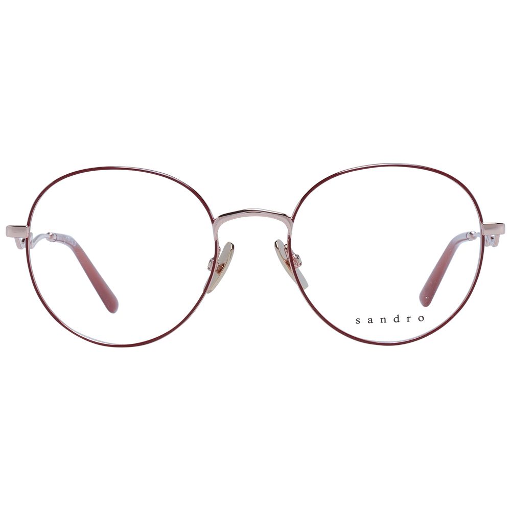 Sandro Red Women Glasses Frame with full-rim metal design and demo lenses, size 51-19-140. Includes branded case.