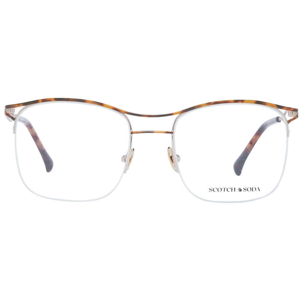 Scotch & Soda Brown Men Glasses Frame with stainless steel half-rim and demo lenses, aviator style. Size 53-19-140.
